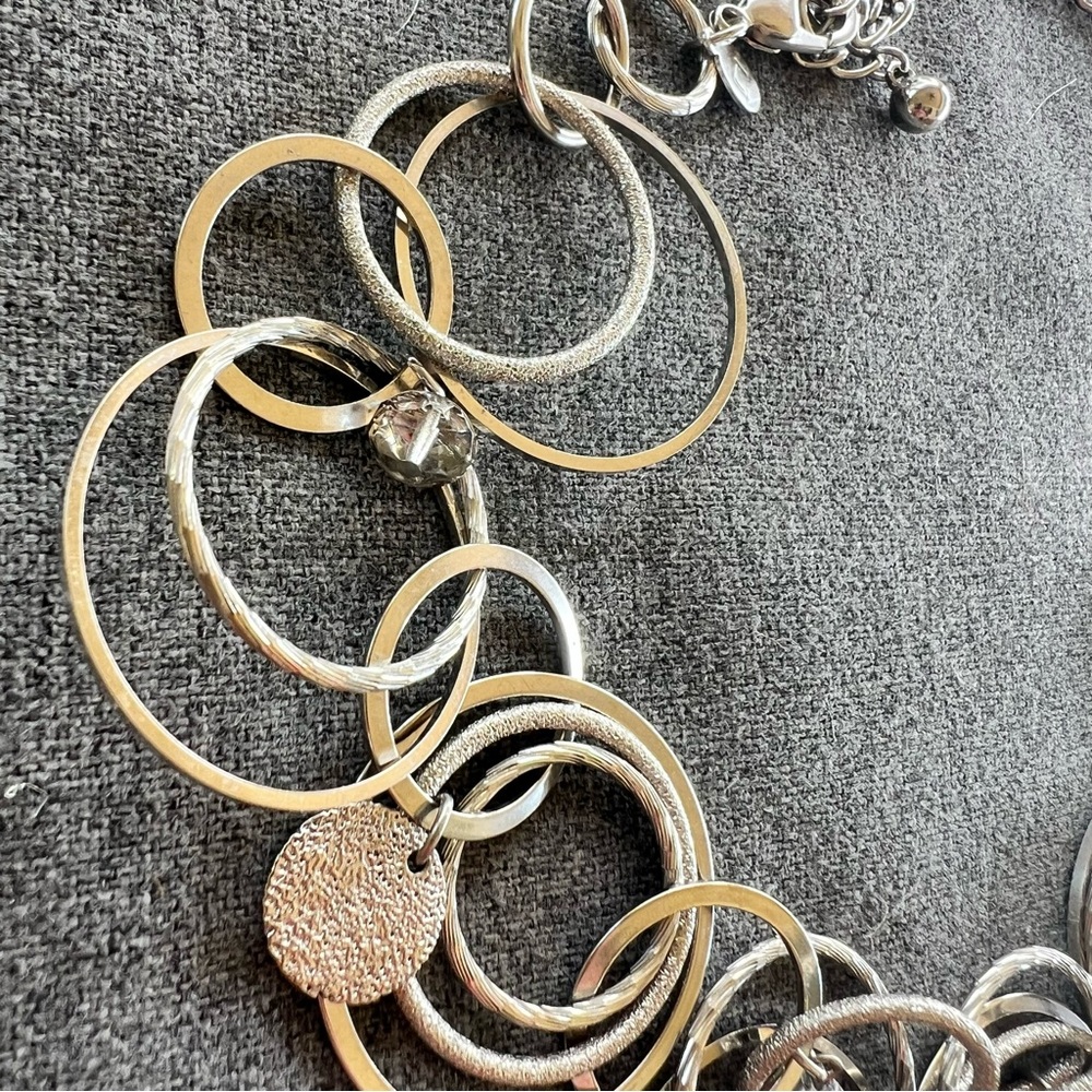 Chico’s Silver Statement Necklace Multiple Interl… - image 3